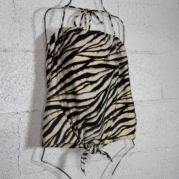 Michael Michael Kors Women's Zebra-Print Tankini Top - Black medium $130 - Picture 1 of 10